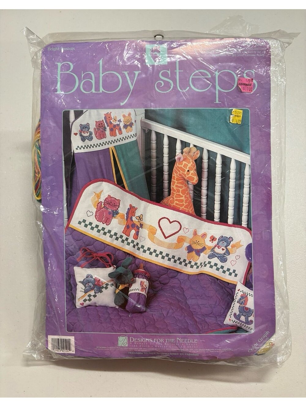 Vintage Designs for the Needle Baby Steps Bright Pastels Cross Stitch Quilt Kit